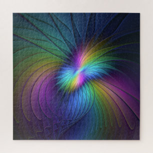 Quebra-cabeça Colorida Com Arte Fractal Abstrato Moderna Azul