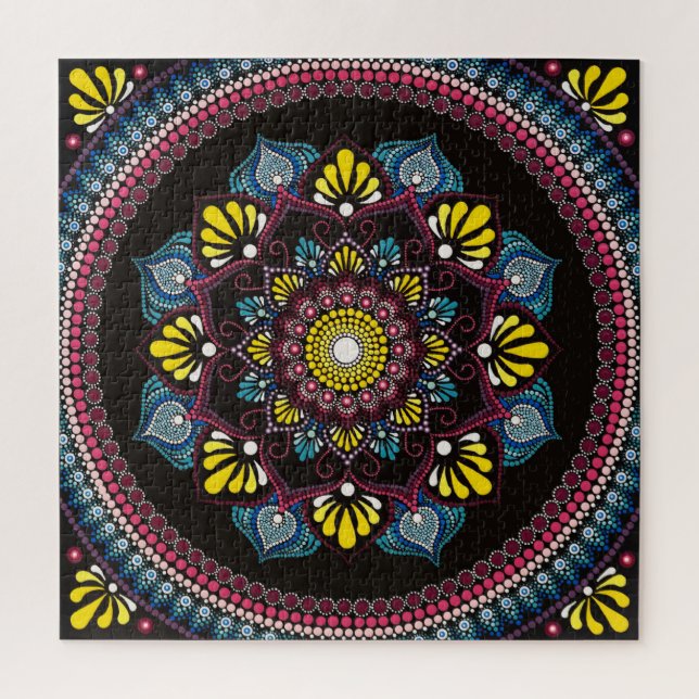 Quebra-cabeça Colorida Dot Art Mandala | Sacred Geometry Boho (Vertical)
