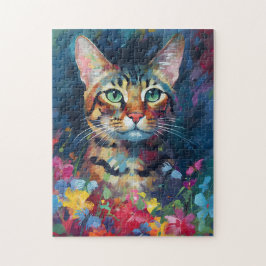 Quebra-cabeça Colorida Gato Bengala