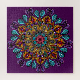 Quebra-cabeça Colorida Moderna Mandala Trippy Psychedelic Hippie