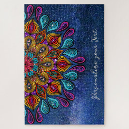 Quebra-cabeça Colorida Moderna Mandala Trippy Psychedelic Hippie