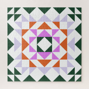Quebra-cabeça Colorida Moderna Quilt Block Geométrico Roxo Verde