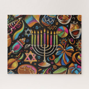 Quebra-cabeça Colorida Motifs Hanukkah Menorah