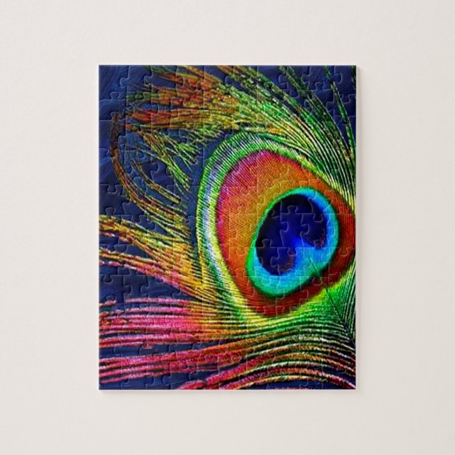 Quebra-cabeça Colorida Peacock Feather Impressão (Vertical)