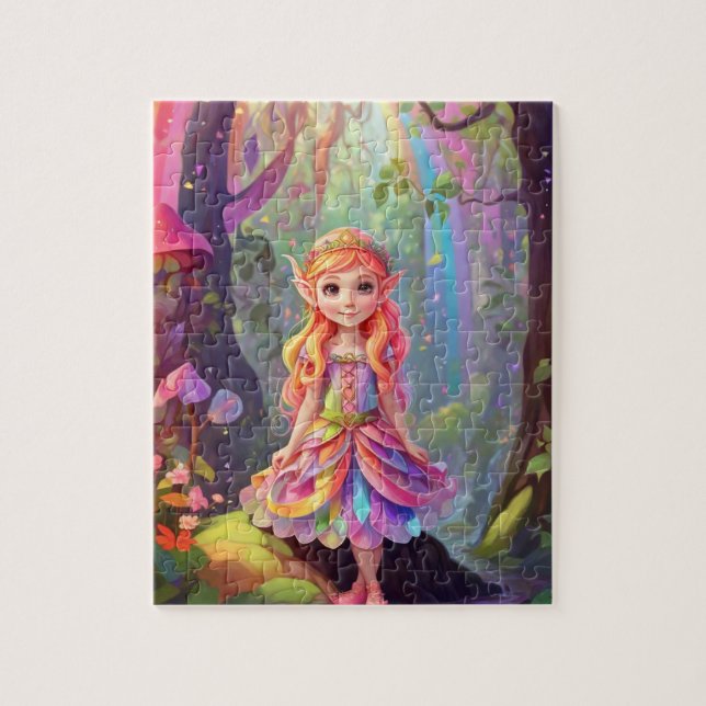 Quebra-cabeça Colorida Pequena Princesa Elf Bonita (Vertical)