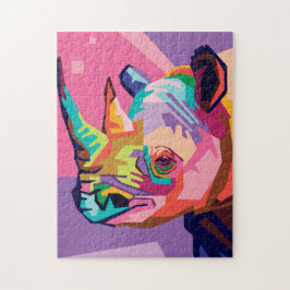 Quebra-cabeça Colorida Pop Art Rhino Retrato
