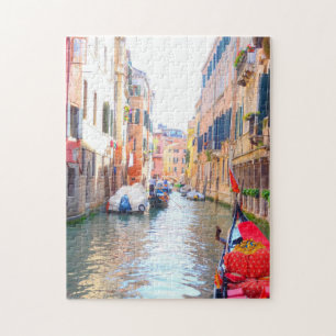 Quebra-cabeça Colorido Canal de Veneza & gondola, Venezia Itáli