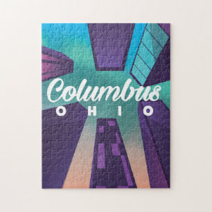 Quebra-cabeça Columbus Ohio - impressão poster de viagens de arr