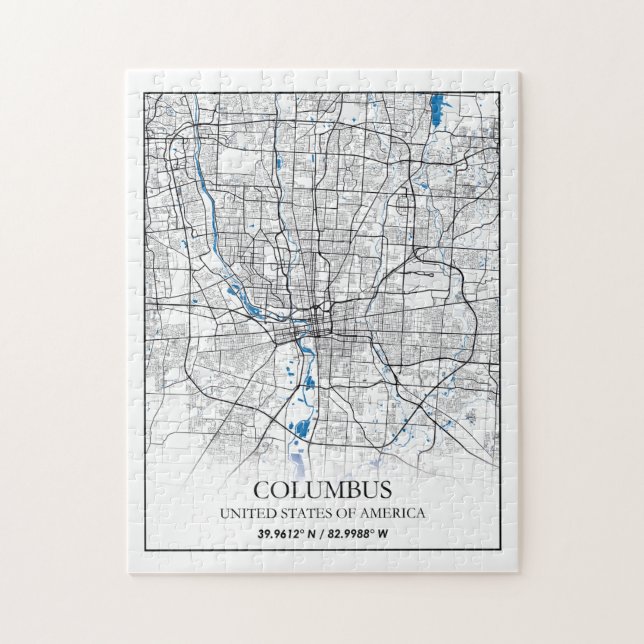 Quebra-cabeça Columbus Ohio USA Viagem City Map Poster (Vertical)