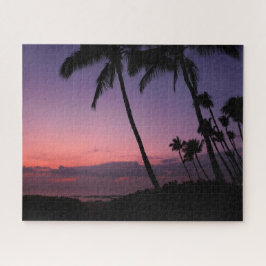 Quebra-cabeça Coluna de sol de palma tropical rosa e roxa