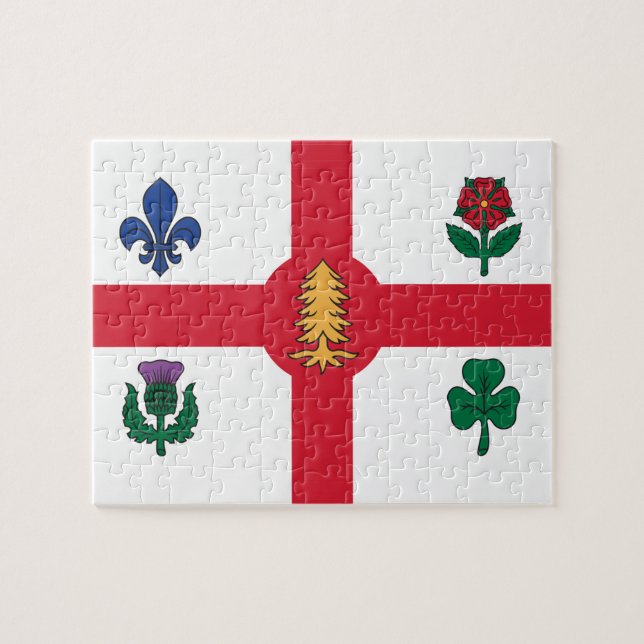 Quebra-cabeça com a Bandeira de Montreal, Canadá (Horizontal)