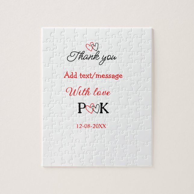 Quebra-cabeça Com amor adicione carta do nome do casal obrigado  (Vertical)