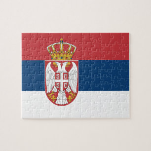 Quebra-cabeça com bandeira da Sérvia