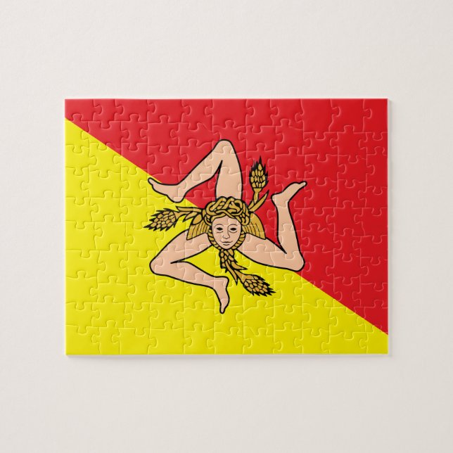 Quebra-cabeça com bandeira da Sicília, Itália (Horizontal)