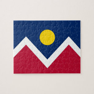 Quebra-cabeça com Bandeira de Denver City, Estado 