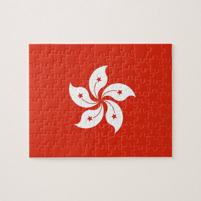 Quebra-cabeça com bandeira de Hong Kong, China (Horizontal)