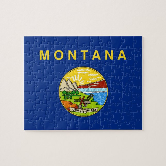 Quebra-cabeça com bandeira do Estado de Montana (Horizontal)