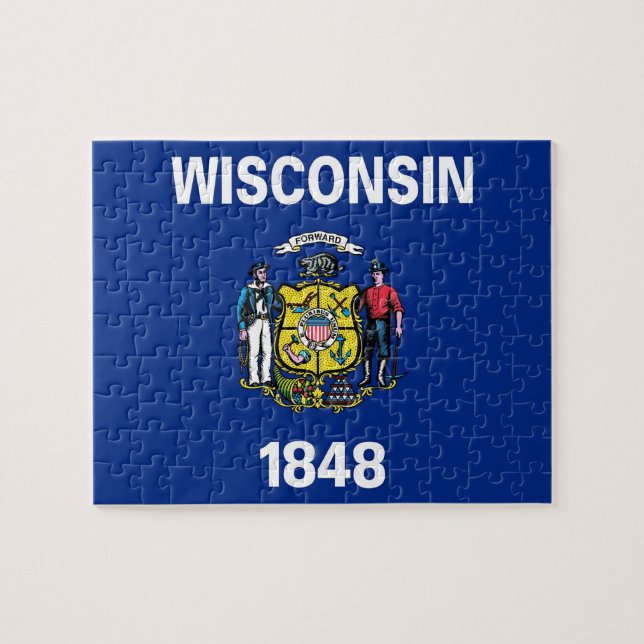 Quebra-cabeça com Bandeira do Estado de Wisconsin (Horizontal)