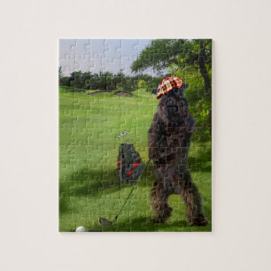 Quebra-cabeça com cena golfing engraçada do