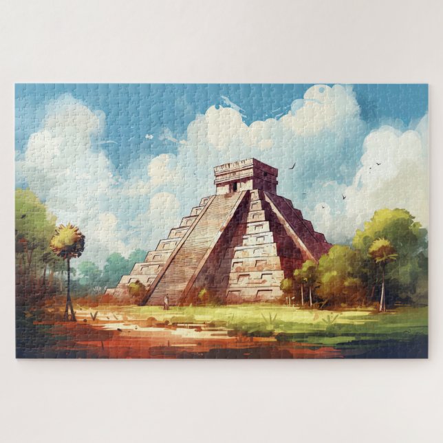 Quebra-cabeça com Chichen Itza, México. (Horizontal)