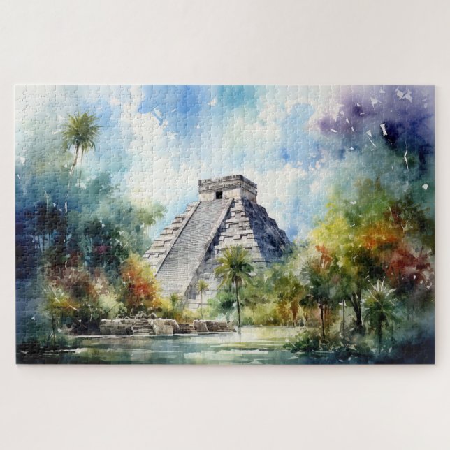 Quebra-cabeça com Chichen Itza, México. (Horizontal)