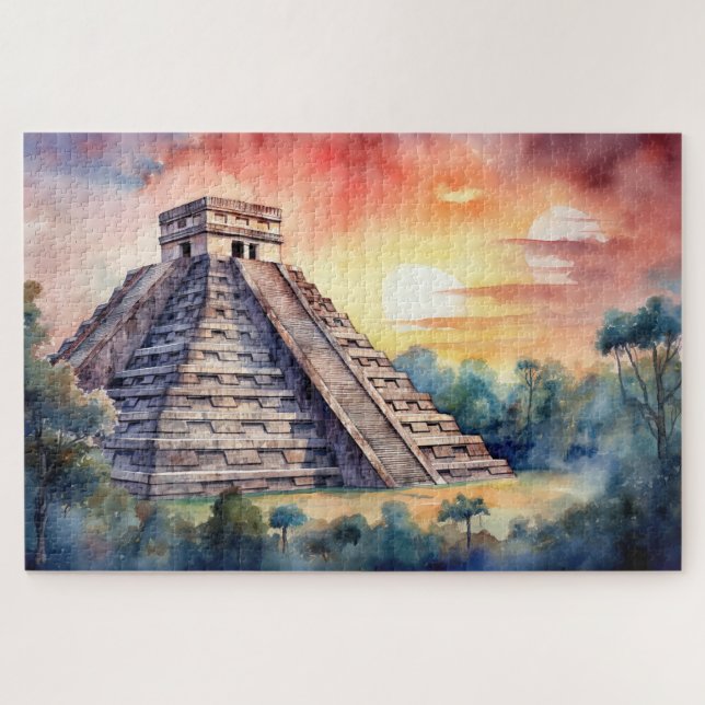 Quebra-cabeça com Chichen Itza, México. (Horizontal)