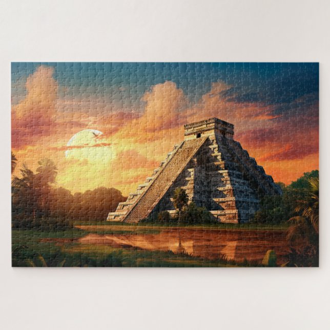 Quebra-cabeça com Chichen Itza, México. (Horizontal)