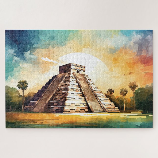Quebra-cabeça com Chichen Itza, México. (Horizontal)