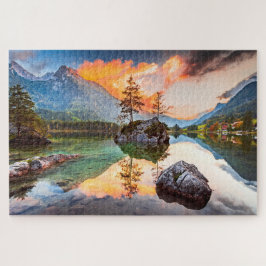 quebra-cabeça com o lago Hintersee, Baviera, Alema