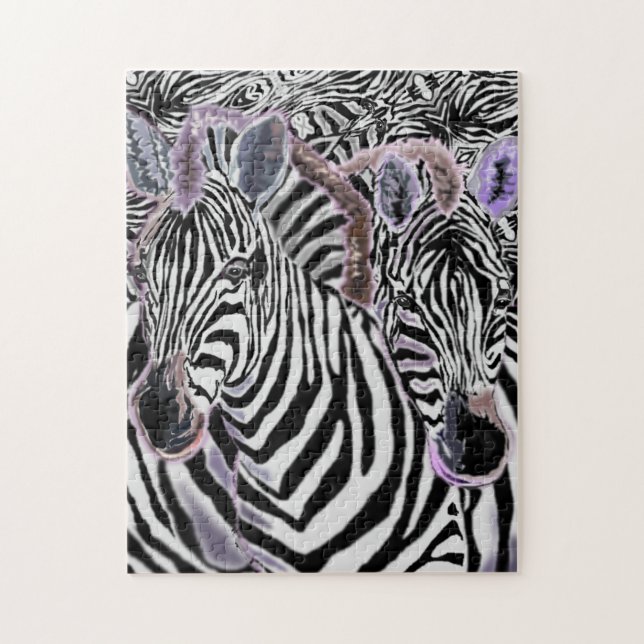 Quebra-cabeça com Zebras Hug - Pintura (Vertical)