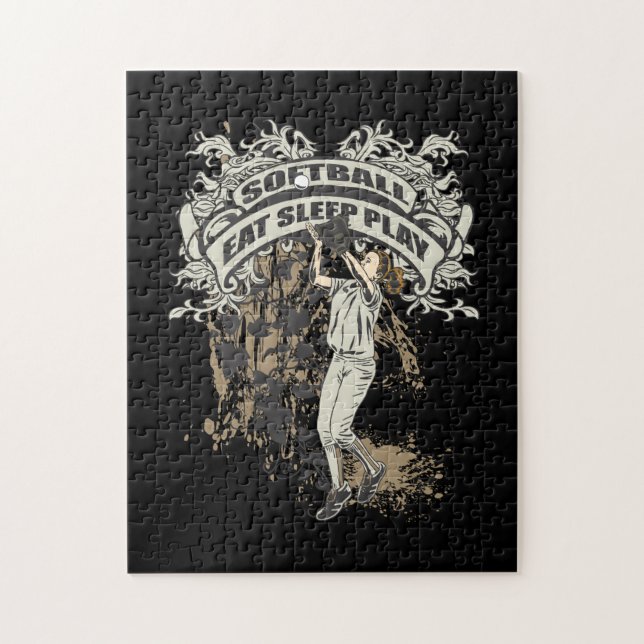 Quebra-cabeça Coma, durma, jogue o softball (Vertical)