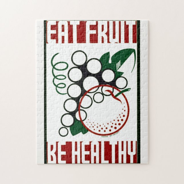 Quebra-cabeça Coma Fruta - Seja saudável - Poster WPA - Promoção (Vertical)