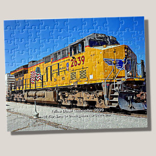 Quebra-cabeça Comboio-locomotiva a diesel amarelo - Adicionar no