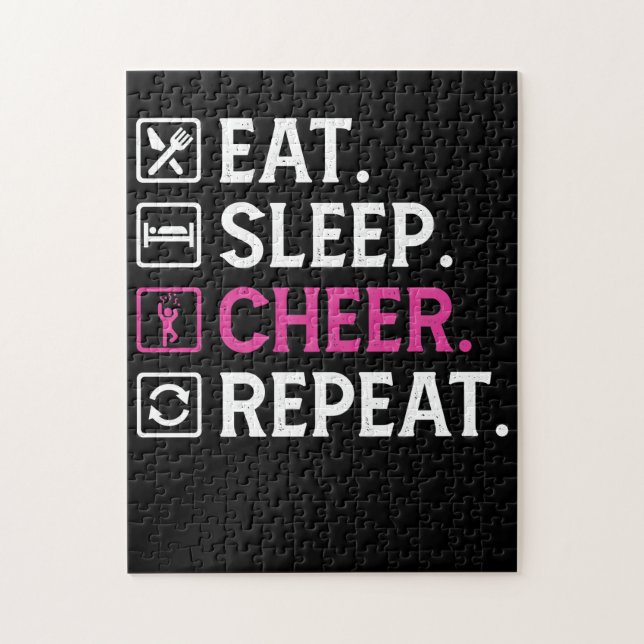 Quebra-cabeça Comer. Dormir. Saúde. Repita o Cheerleader líder d (Vertical)