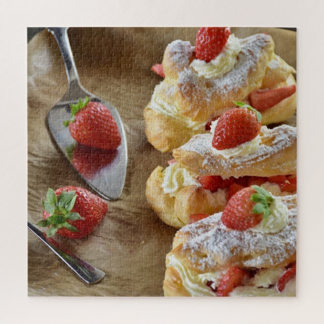 Quebra-cabeça Comida de pastelaria de morango doce e doce (Vertical)