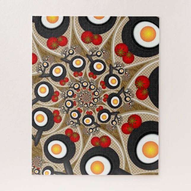 Quebra-cabeça Comida Engraçada De Arte Fractal, Tomates, Ovos (Vertical)