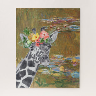 Quebra-cabeça Compilação de Monet Lily Pond e Girafa