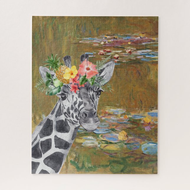 Quebra-cabeça Compilação de Monet Lily Pond e Girafa (Vertical)