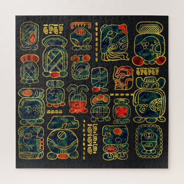 Quebra-cabeça Composição dos Glyphs do calendário do Maya (Vertical)
