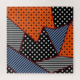 Quebra-cabeça Composição Geométrica abstrato: Padrão Azul Laranj