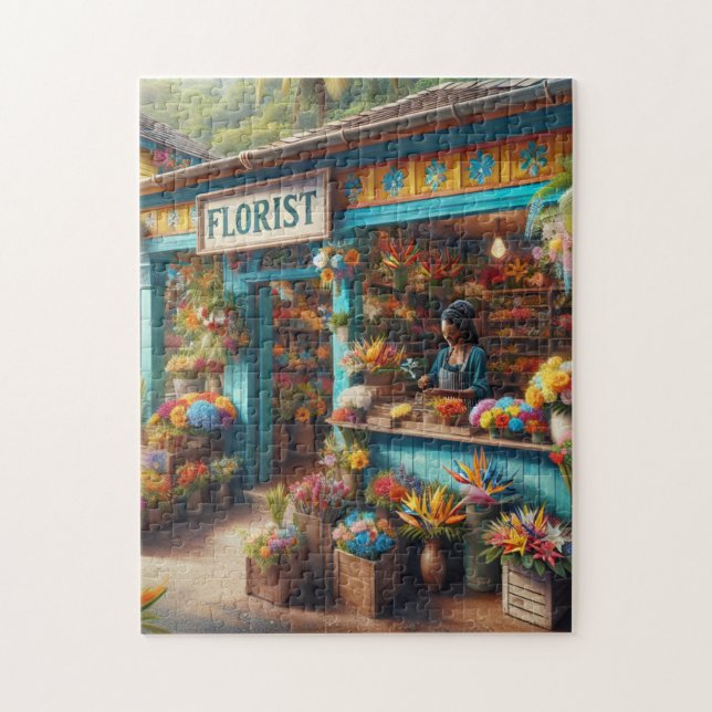 Quebra-cabeça compro de flores ao ar livre da jamaica (Vertical)