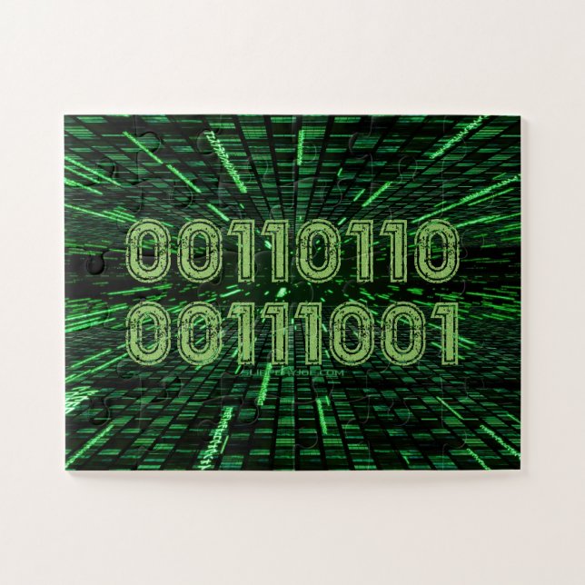 Quebra-cabeça Computação verde vibrante com código binário 69 do (Horizontal)