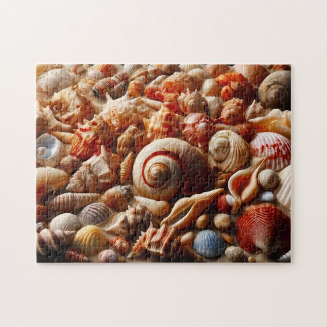Quebra-cabeça Conchas e Conchas Marinhas Presente para Coleciona (Horizontal)