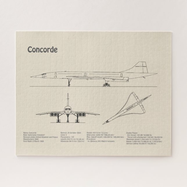 Quebra-cabeça Concorde - Planos de desenho do avião SD (Horizontal)