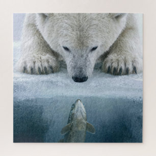 Quebra-cabeça Confronto entre Urso Polar e Peixe 