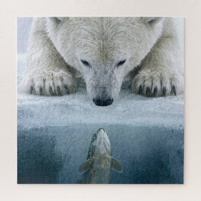 Quebra-cabeça Confronto entre Urso Polar e Peixe  (Vertical)