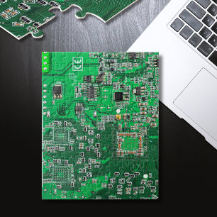 Quebra-cabeça Conselho do circuito do Geek do computador verde