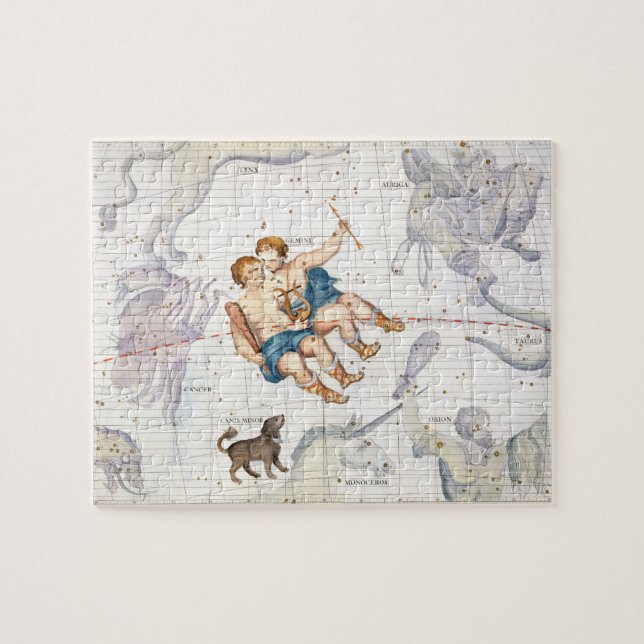 Quebra-cabeça Constelação de Gêmeos com menor de Canis, placa 13 (Horizontal)
