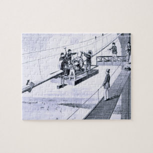 Quebra-cabeça Construção da ponte de Brooklyn, New York (litho