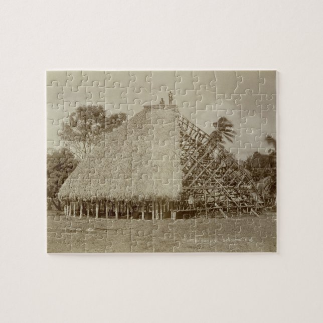 Quebra-cabeça Construção de casa em Samoa, c.1875 (foto do (Horizontal)